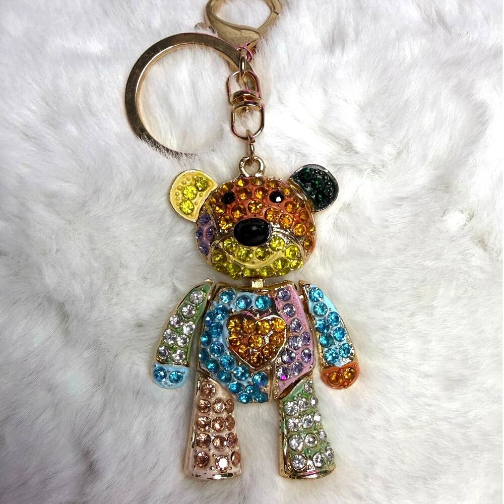Fashion Bear Bag Keychain Bag Charm Key Fob Colorful Rhinestone